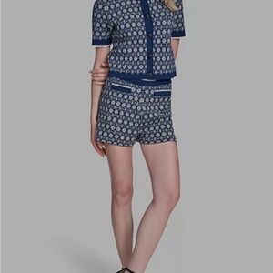 BCBG High Waist Blue Patterned Shorts